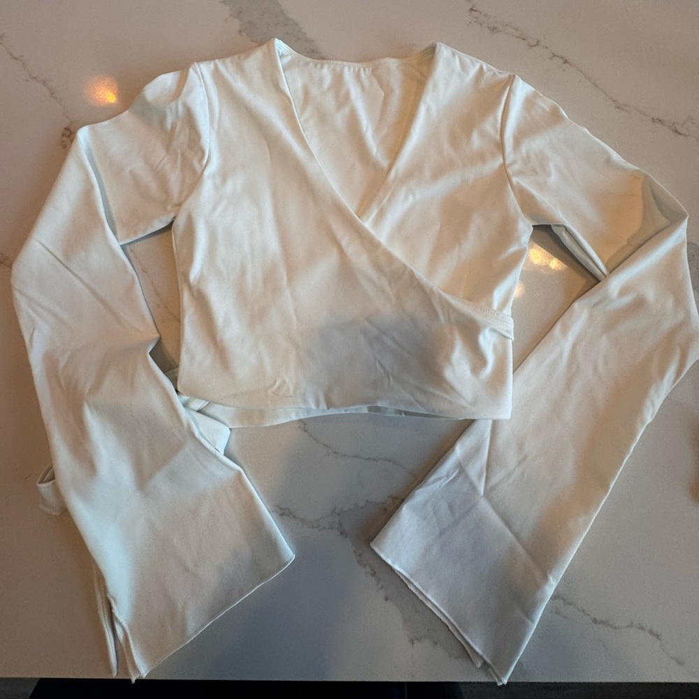 Astoria Activewear Live Luxe Wrap Top - White - Picture 3 of 6